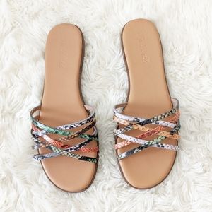 Madewell Tracie Crisscross Slide Sandal Snake Skin